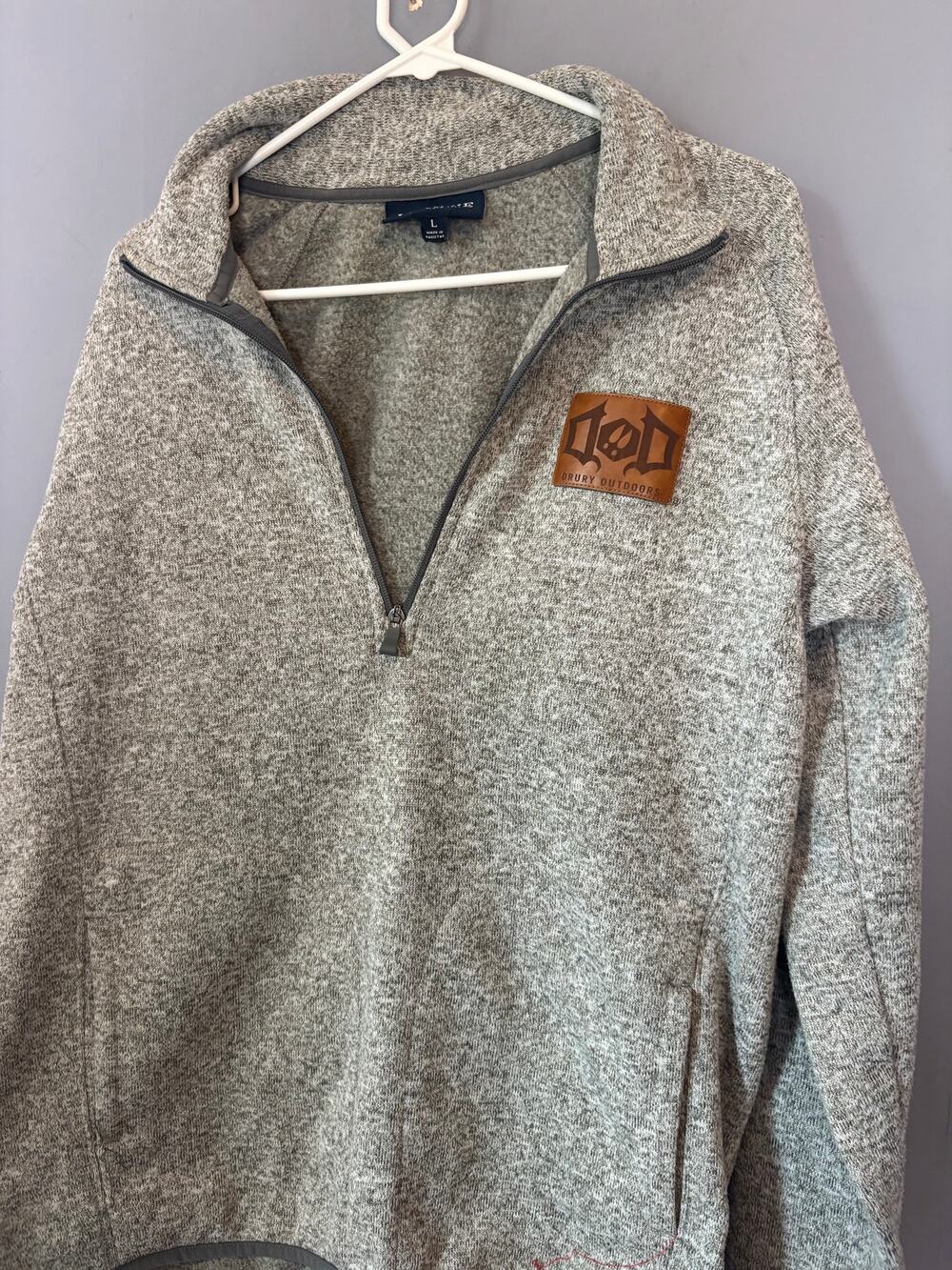 League Gray Quarter‑Zip Fleece Pullover Size L Read